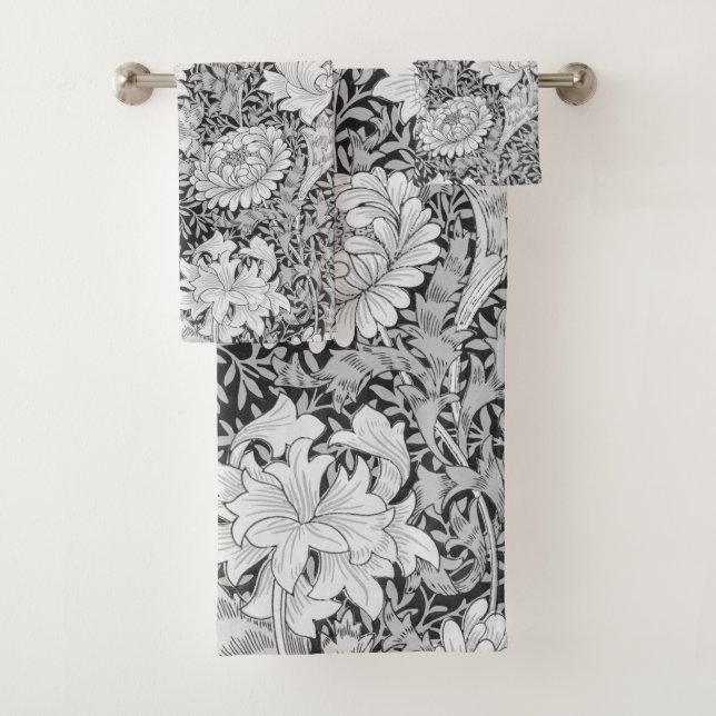 Chrysanthemum Gray, William Morris Bath Towel Set (Insitu)