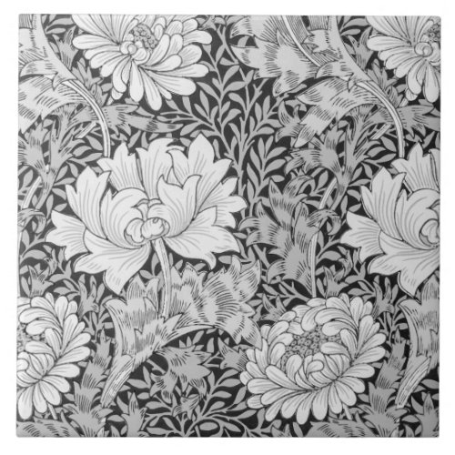 Chrysanthemum Gray William Morris Ceramic Tile
