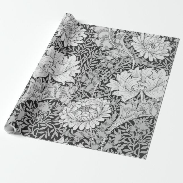 Chrysanthemum Gray, William Morris Wrapping Paper (Unrolled)