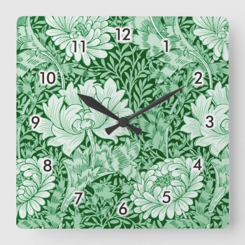 Chrysanthemum Green William Morris Square Wall Clock