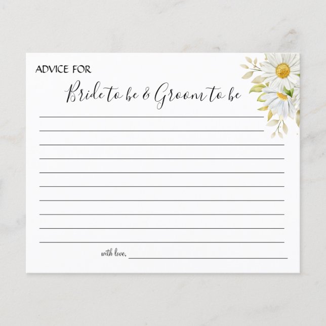 Chrysanthemum greenery Wedding Advice card shower Flyer (Front)
