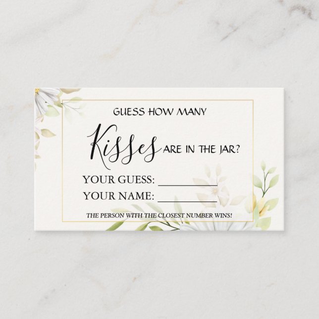 Chrysanthemum How many kisses Bridal Shower game Place Card (Front)