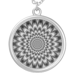 Chrysanthemum in Black and White Necklace