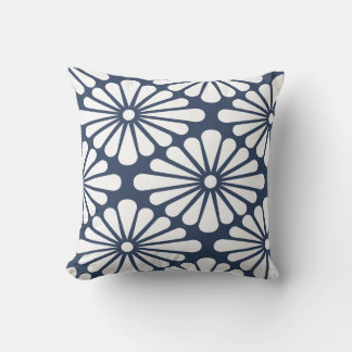 Chrysanthemum [indigo] - Japanese Pattern Throw Pillow