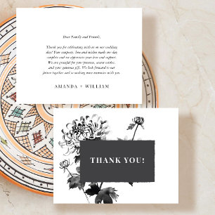 Chrysanthemum Ink Art Thank you Place Card