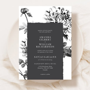Chrysanthemum Ink Art wedding Invitation