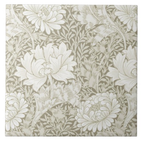 Chrysanthemum Ivory William Morris Ceramic Tile