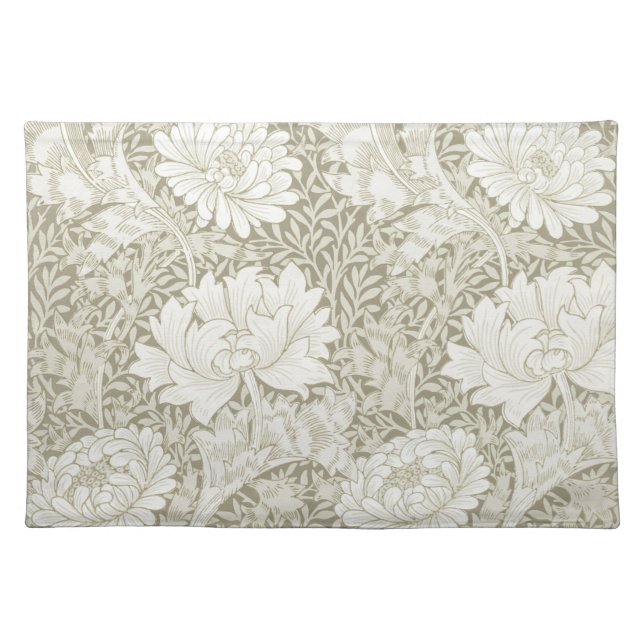 Chrysanthemum Ivory, William Morris Cloth Placemat (Front)