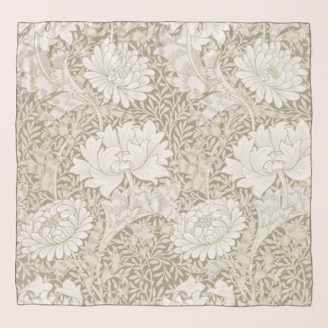 Chrysanthemum Ivory, William Morris Scarf (Front)