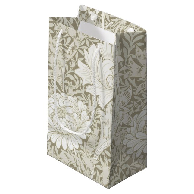Chrysanthemum Ivory, William Morris Small Gift Bag (Front Angled)