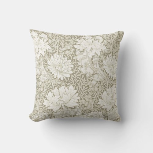 Chrysanthemum Ivory William Morris Throw Pillow