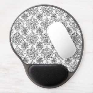 Chrysanthemum Line Art Gel Mouse Pad