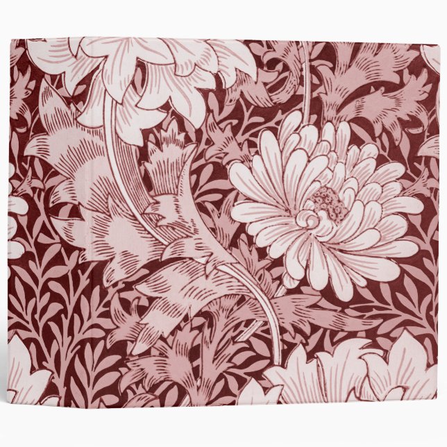 Chrysanthemum Maroon, William Morris 3 Ring Binder (Front/Spine)