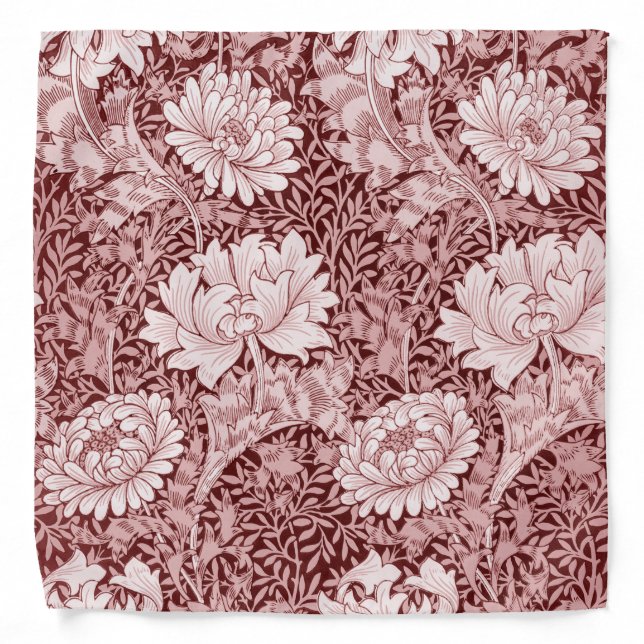 Chrysanthemum Maroon, William Morris Bandana (Front)
