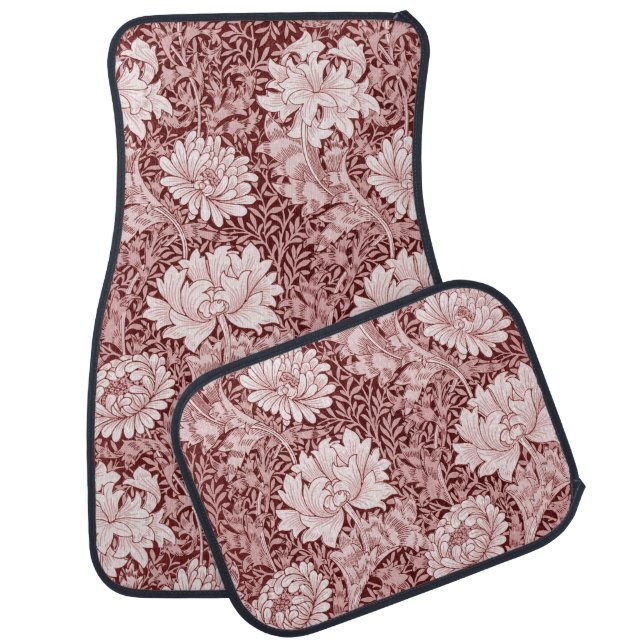 Chrysanthemum Maroon, William Morris Car Floor Mat (Set)