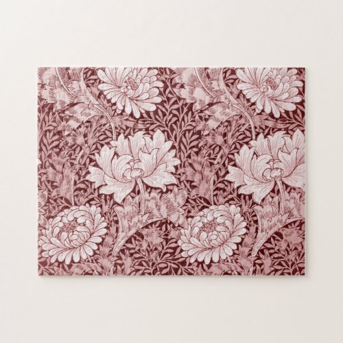 Chrysanthemum Maroon William Morris Jigsaw Puzzle