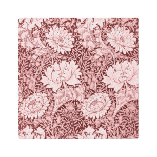 Chrysanthemum Maroon, William Morris Metal Print