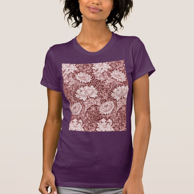 Chrysanthemum Maroon, William Morris T-Shirt (Front)