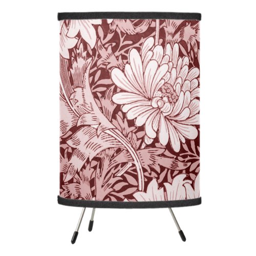 Chrysanthemum Maroon William Morris Tripod Lamp