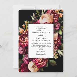 Chrysanthemum on Black Invitation