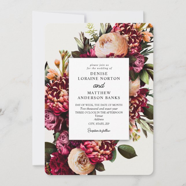 Chrysanthemum on Cameo Beige Invitation (Front)