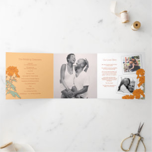 Chrysanthemum orange flower drawing Tri-Fold program