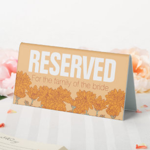 Chrysanthemum orange flower wedding reserved table tent