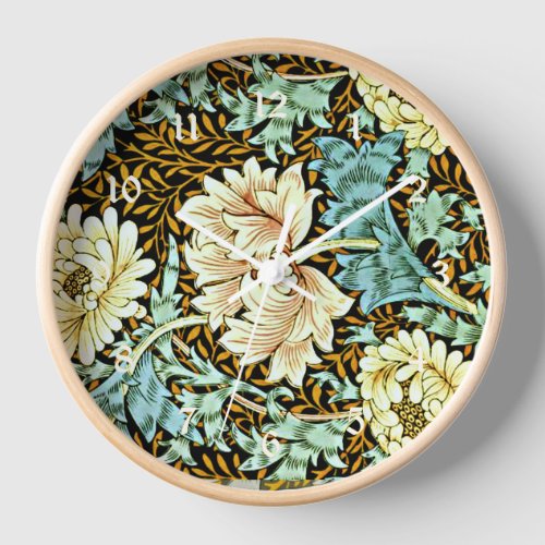 Chrysanthemum Pastels Vintage William Morris Clock