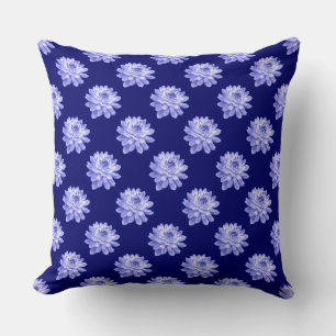 Chrysanthemum Pattern - Deep Navy Blue Throw Pillow