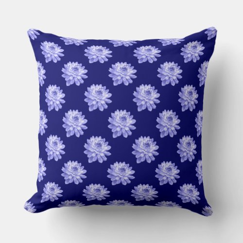 Chrysanthemum Pattern _ Deep Navy Blue Throw Pillow