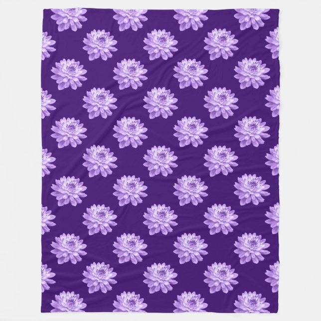Chrysanthemum Pattern - Deep Purple Fleece Blanket (Front)