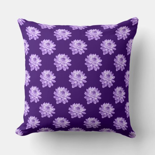 Chrysanthemum Pattern _ Deep Purple Throw Pillow