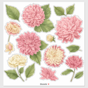Chrysanthemum Peach Cream Custom Vinyl Sticker