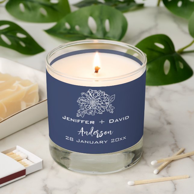 Chrysanthemum Personalized Wedding/ Bridal Shower  Scented Candle (Lit)