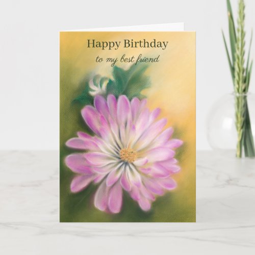 Chrysanthemum Pink and Cream Floral Birthday Card