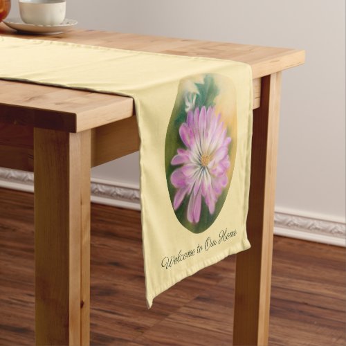 Chrysanthemum Pink and Cream Floral Pastel Short Table Runner