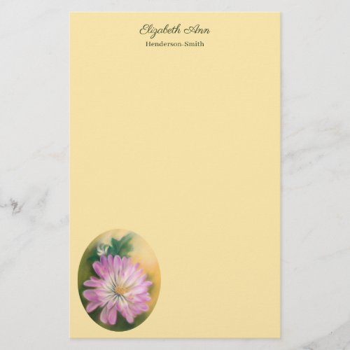 Chrysanthemum Pink and Cream Floral Pastel Stationery