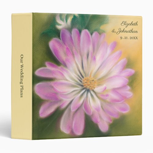 Chrysanthemum Pink and Cream Floral Wedding 3 Ring Binder