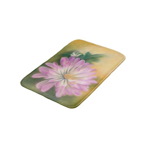 Chrysanthemum Pink and Cream Pastel Floral Bath Mat
