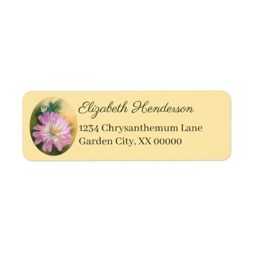 Chrysanthemum Pink and Cream Pastel Floral Label
