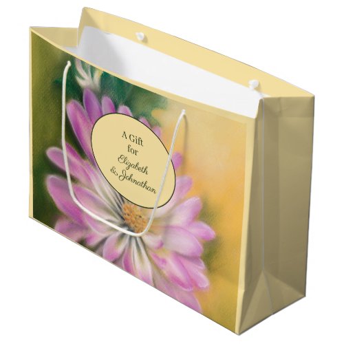 Chrysanthemum Pink and Cream Pastel Floral Large Gift Bag