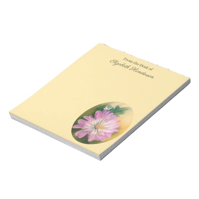 Chrysanthemum Pink and Cream Pastel Floral Notepad (Rotated)