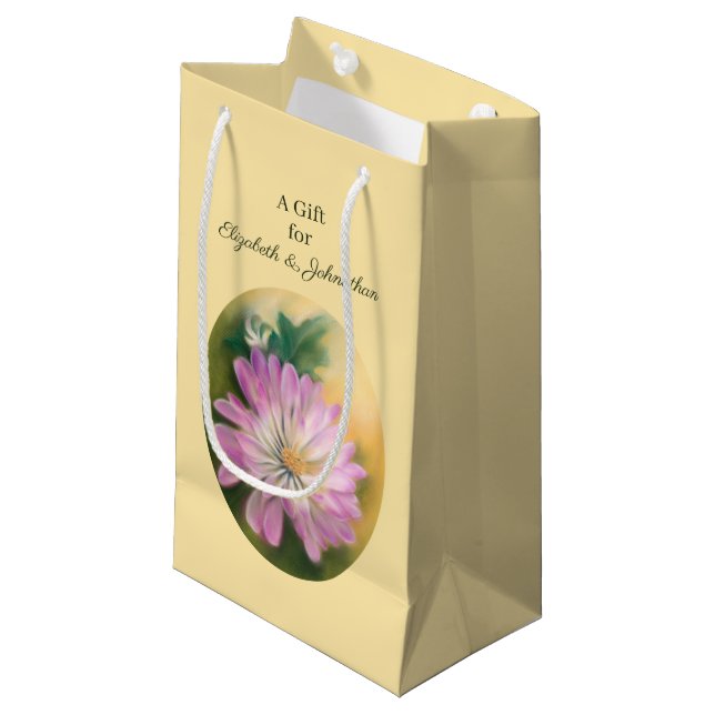 Chrysanthemum Pink and Cream Pastel Floral Small Gift Bag (Front Angled)