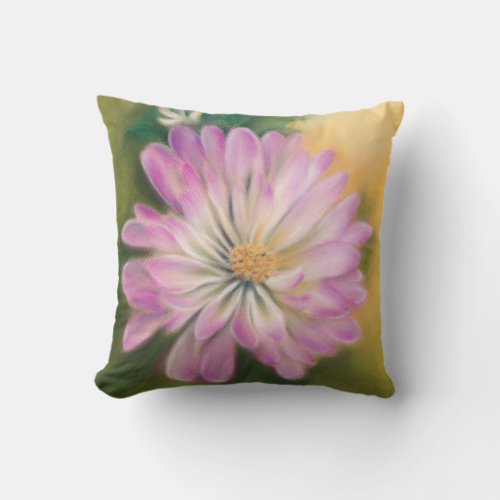 Chrysanthemum Pink and Cream Pastel Floral Throw Pillow