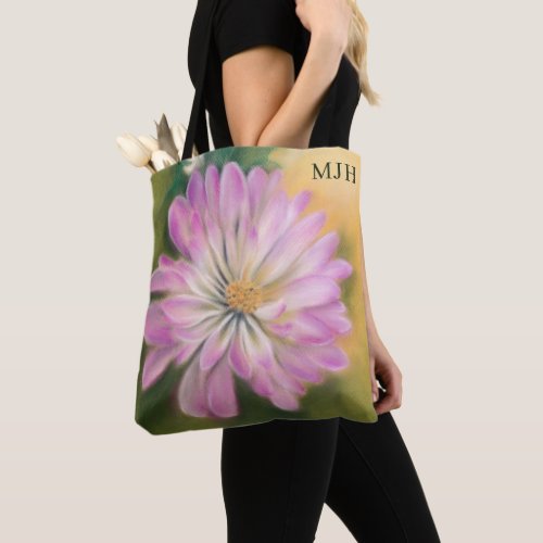Chrysanthemum Pink and Cream Pastel Floral Tote Bag