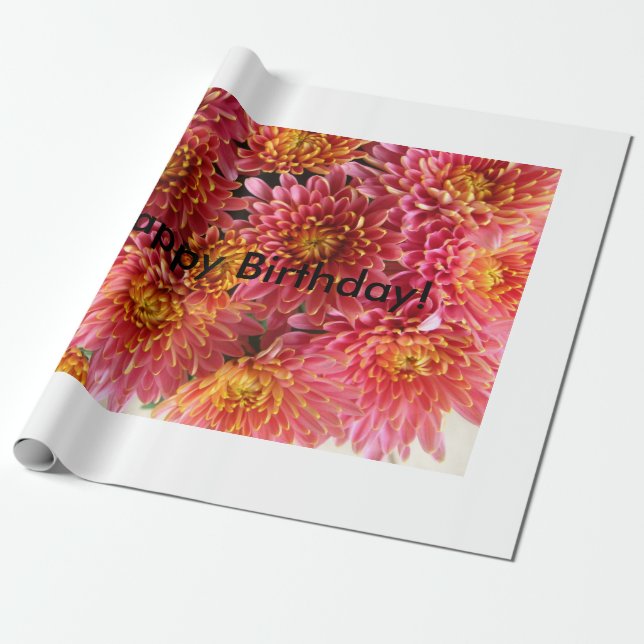 chrysanthemum pink and warm pink wrapping paper (Unrolled)