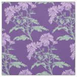 Chrysanthemum purple green graphic drawing fabric