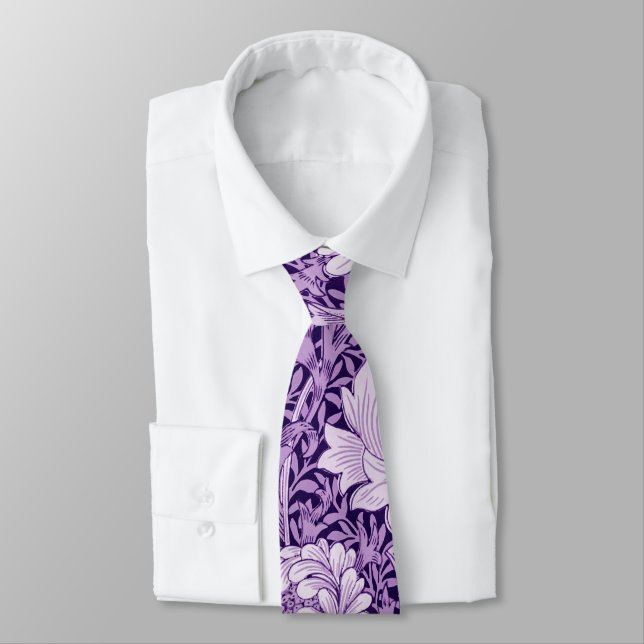 Chrysanthemum Purple, William Morris Neck Tie (Tied)