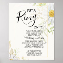 Chrysanthemum Put a Ring bridal shower game sign