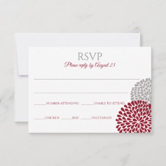 Chrysanthemum RSVP Postcard | Marsala &amp; Gray | Zazzle